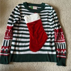 Woman’s ugly Christmas sweater long sleeved crew neck (S)